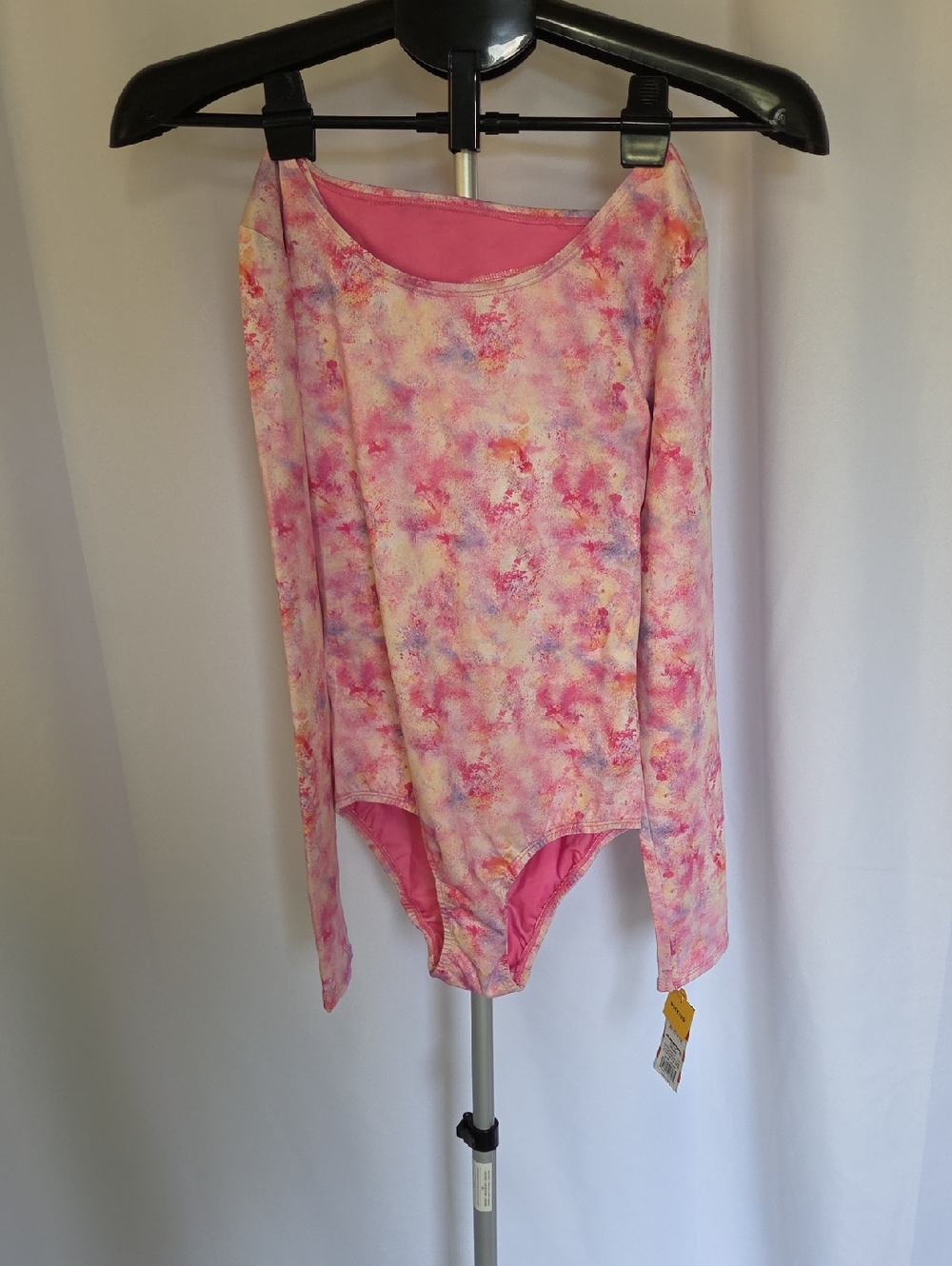 Pink Watercolor Long Sleeve Gymnastics Bodysuit